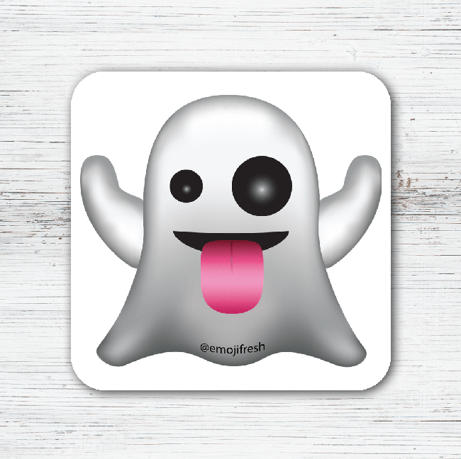 Ghost Emoji Tea Coffee Coaster-EmojiFresh