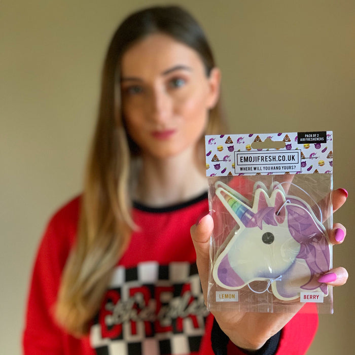 Unicorn Emoji Car Air Freshener x2 With Retail Packaging