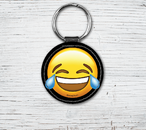 Joy Emoji Faux Leather Keyring-EmojiFresh