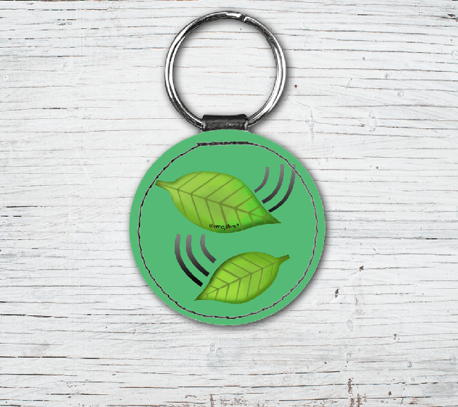 Leaves Emoji Faux Leather Keyring-EmojiFresh