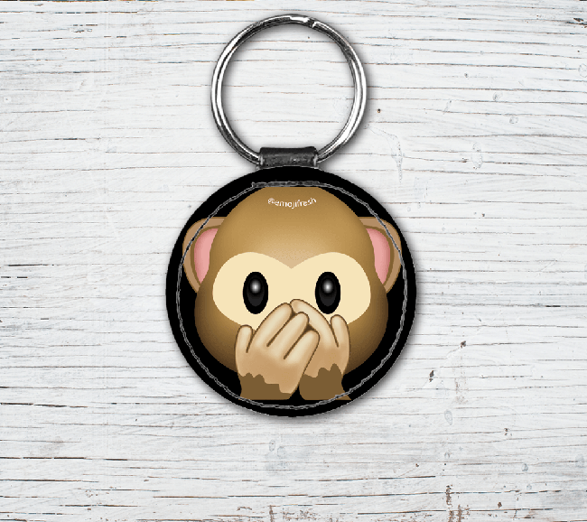 Monkey Emoji Faux Leather Keyring-EmojiFresh