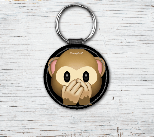 Monkey Emoji Faux Leather Keyring-EmojiFresh
