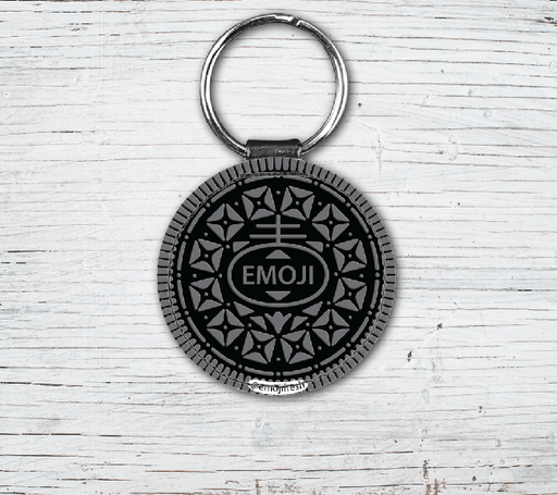 Oreo Emoji Faux Leather Keyring-EmojiFresh
