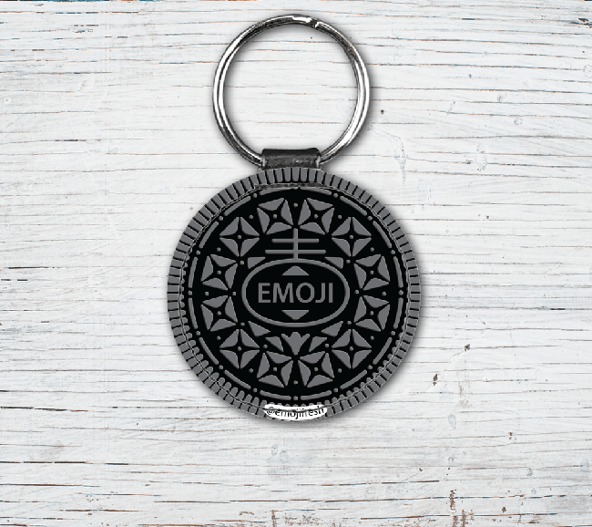 Oreo Emoji Faux Leather Keyring-EmojiFresh