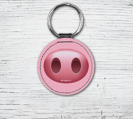 Pig Emoji Faux Leather Keyring-EmojiFresh