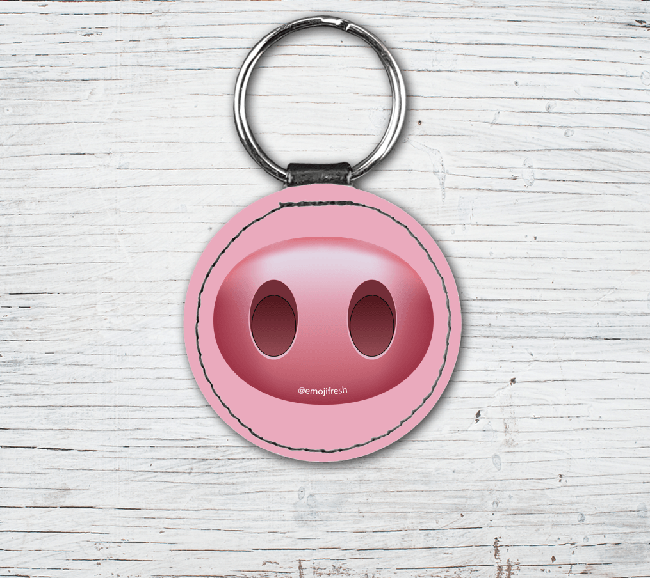 Pig Emoji Faux Leather Keyring-EmojiFresh